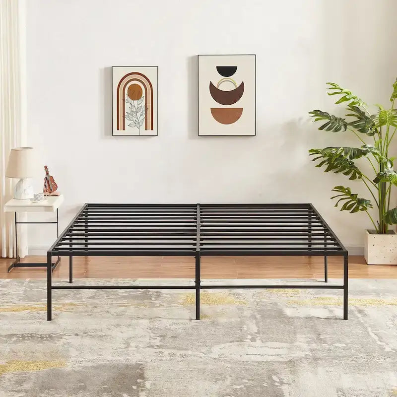 18-Inch King Size Metal Platform Bed Frame with Steel Slat