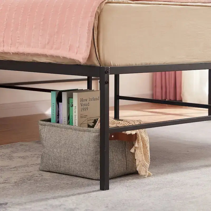 Cadre de lit plateforme en métal de 45,7 cm (18 pouces) pour lit king size, avec sommier à lattes en acier