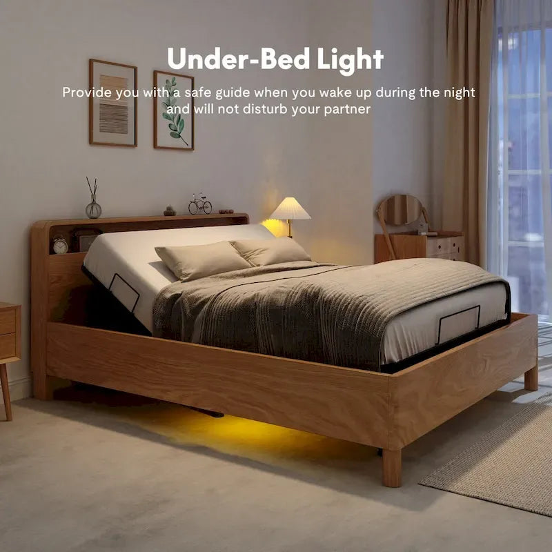 Cadre de lit ajustable FunniHomi pour lits jumeaux XL/queen/king séparés, sans dégagement, sans gravité, avec support de matelas