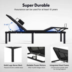 Cadre de lit ajustable FunniHomi pour lits jumeaux XL/queen/king séparés, sans dégagement, sans gravité, avec support de matelas