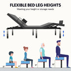 Cadre de lit ajustable FunniHomi pour lits jumeaux XL/queen/king séparés, sans dégagement, sans gravité, avec support de matelas