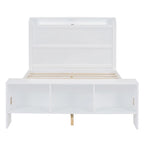 Lit plateforme avec étagères intégrées, éclairage LED et ports USB, format double/simple