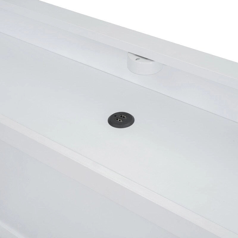 Lit plateforme avec étagères intégrées, éclairage LED et ports USB, format double/simple