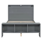 Lit plateforme avec étagères intégrées, éclairage LED et ports USB, format double/simple