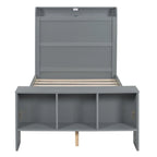 Lit plateforme avec étagères intégrées, éclairage LED et ports USB, format double/simple