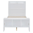 Lit plateforme avec étagères intégrées, éclairage LED et ports USB, format double/simple