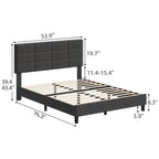 Cadre de lit recouvert de lin avec sommier à lattes en bois