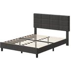 Cadre de lit recouvert de lin avec sommier à lattes en bois