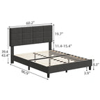 Cadre de lit recouvert de lin avec sommier à lattes en bois