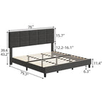 Cadre de lit recouvert de lin avec sommier à lattes en bois