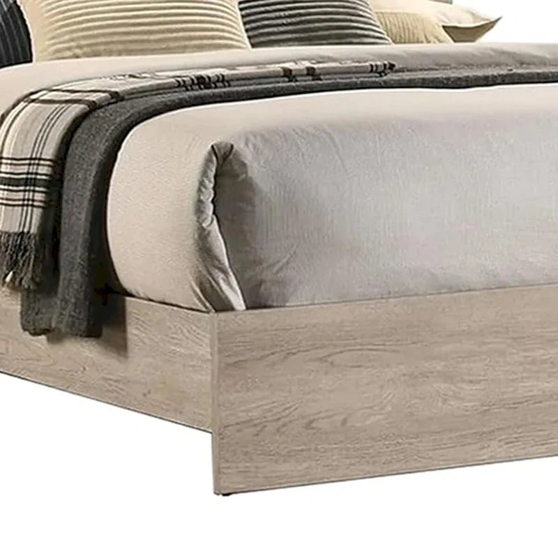 Lit California King en bois avec haute tête de lit rembourrée