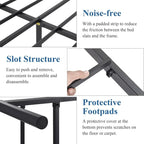 Cadre de lit en métal Javlergo, cadre de lit plateforme moderne avec tête et pied de lit, sommier non requis