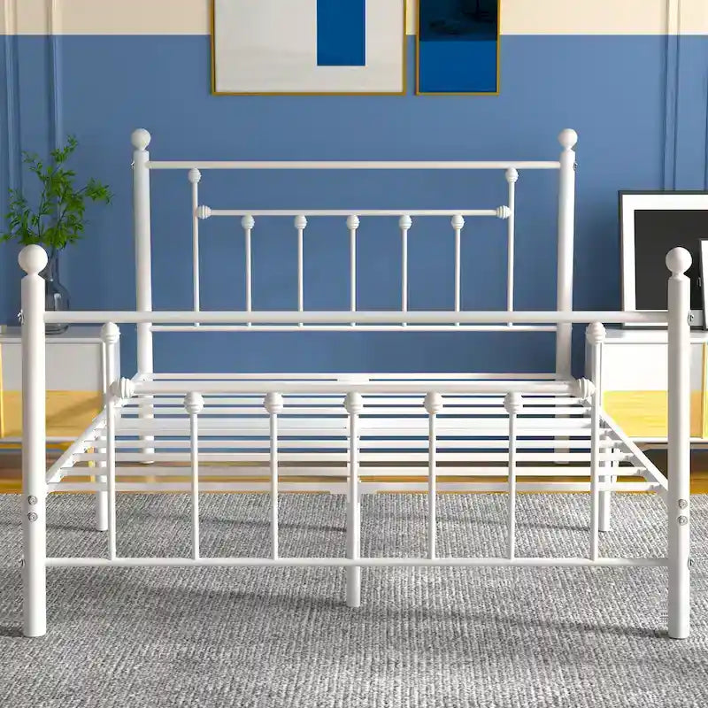 Cadre de lit en métal Javlergo, cadre de lit plateforme moderne avec tête et pied de lit, sommier non requis