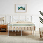 Cadre de lit en métal Javlergo, cadre de lit plateforme moderne avec tête et pied de lit, sommier non requis