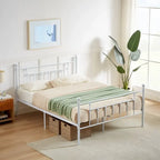 Cadre de lit en métal Javlergo, cadre de lit plateforme moderne avec tête et pied de lit, sommier non requis