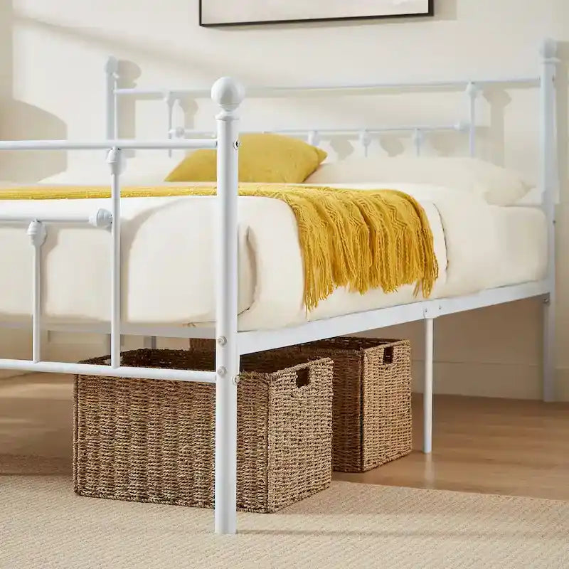 Cadre de lit en métal Javlergo, cadre de lit plateforme moderne avec tête et pied de lit, sommier non requis