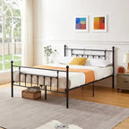 Cadre de lit en métal Javlergo, cadre de lit plateforme moderne avec tête et pied de lit, sommier non requis