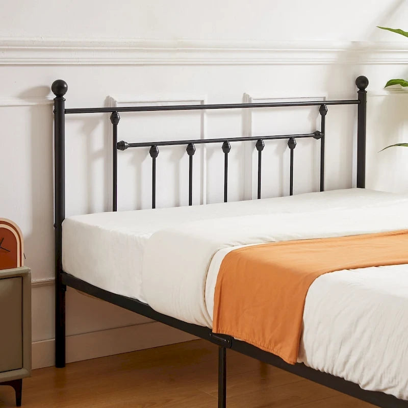 Cadre de lit en métal Javlergo, cadre de lit plateforme moderne avec tête et pied de lit, sommier non requis