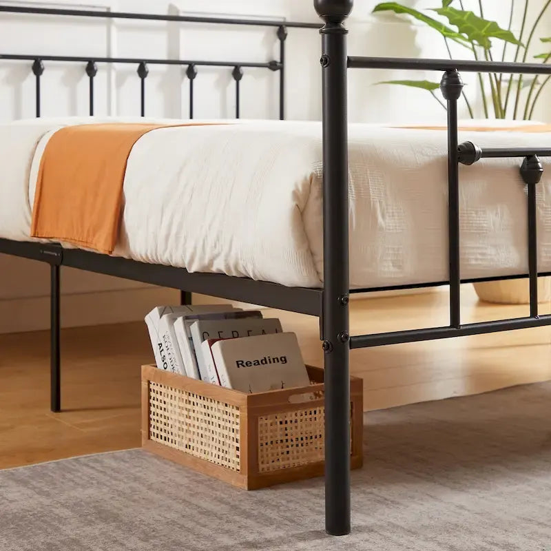 Cadre de lit en métal Javlergo, cadre de lit plateforme moderne avec tête et pied de lit, sommier non requis