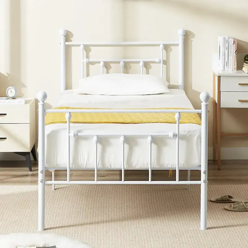 Cadre de lit en métal Javlergo, cadre de lit plateforme moderne avec tête et pied de lit, sommier non requis