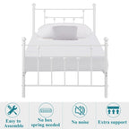 Cadre de lit en métal Javlergo, cadre de lit plateforme moderne avec tête et pied de lit, sommier non requis
