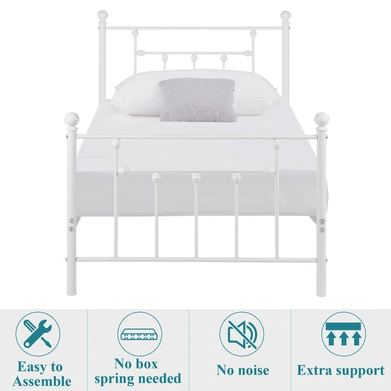 Cadre de lit en métal Javlergo, cadre de lit plateforme moderne avec tête et pied de lit, sommier non requis