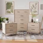 Ensemble de chambre à coucher Furniture of America Drayden Transitional en chêne massif, comprenant une commode 3 pièces et 2 tables de chevet.