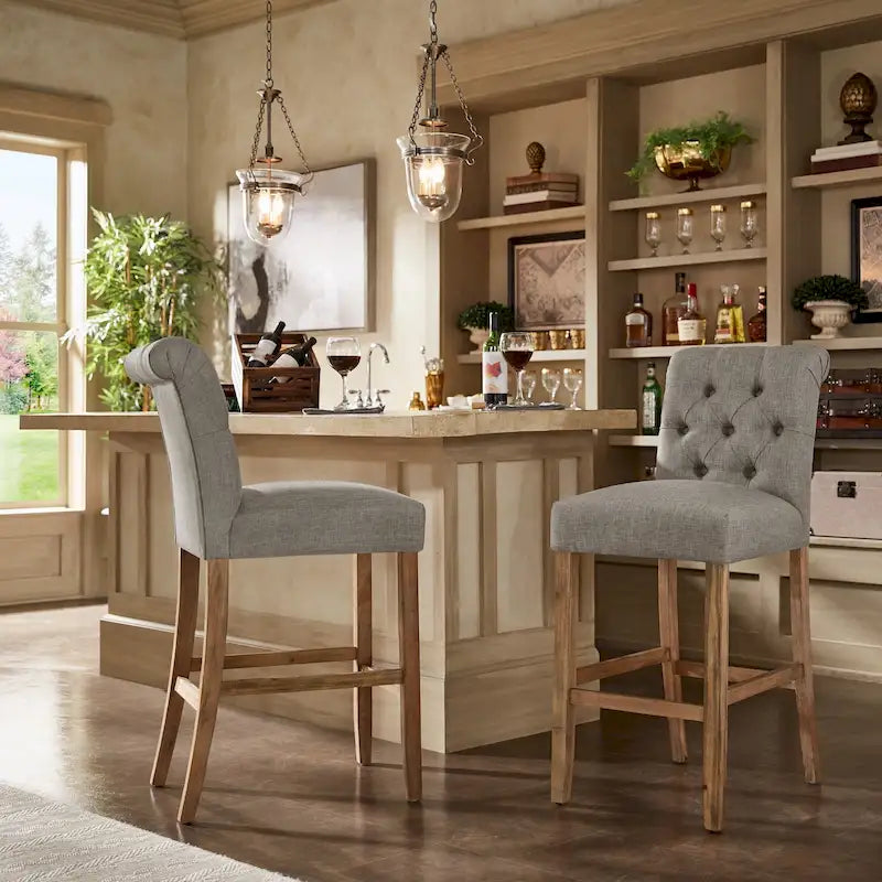 Tabourets de bar/comptoir Benchwright Premium capitonnés à dossier arrondi (lot de 2) par iNSPIRE Q Artisan