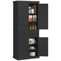 Armoire de rangement de cuisine 72 pouces, armoire traditionnelle autoportante avec 4 portes et 3 étagères réglables, grand tiroir central