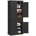 Armoire de rangement de cuisine 72 pouces, armoire traditionnelle autoportante avec 4 portes et 3 étagères réglables, grand tiroir central