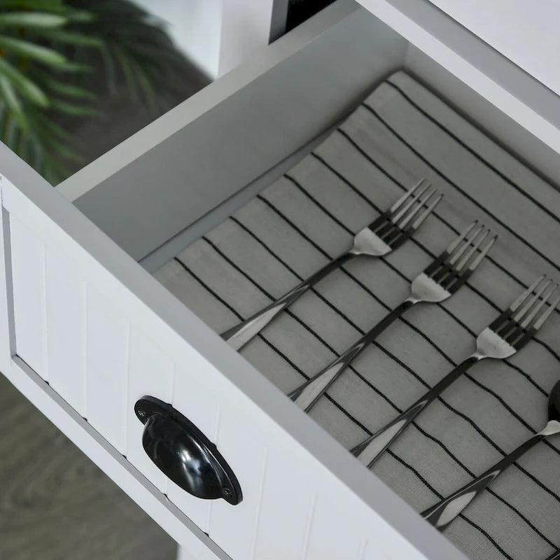 Armoire de rangement de cuisine 72 pouces, armoire traditionnelle autoportante avec 4 portes et 3 étagères réglables, grand tiroir central