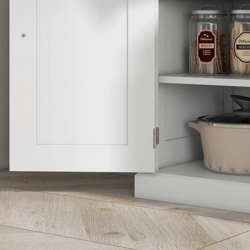 Armoire de rangement de cuisine 72 pouces, armoire traditionnelle autoportante avec 4 portes et 3 étagères réglables, grand tiroir central