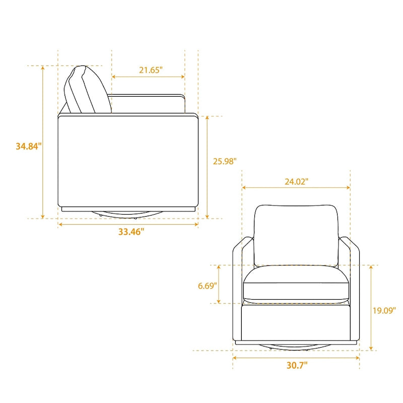 Fauteuil pivotant carré rembourré