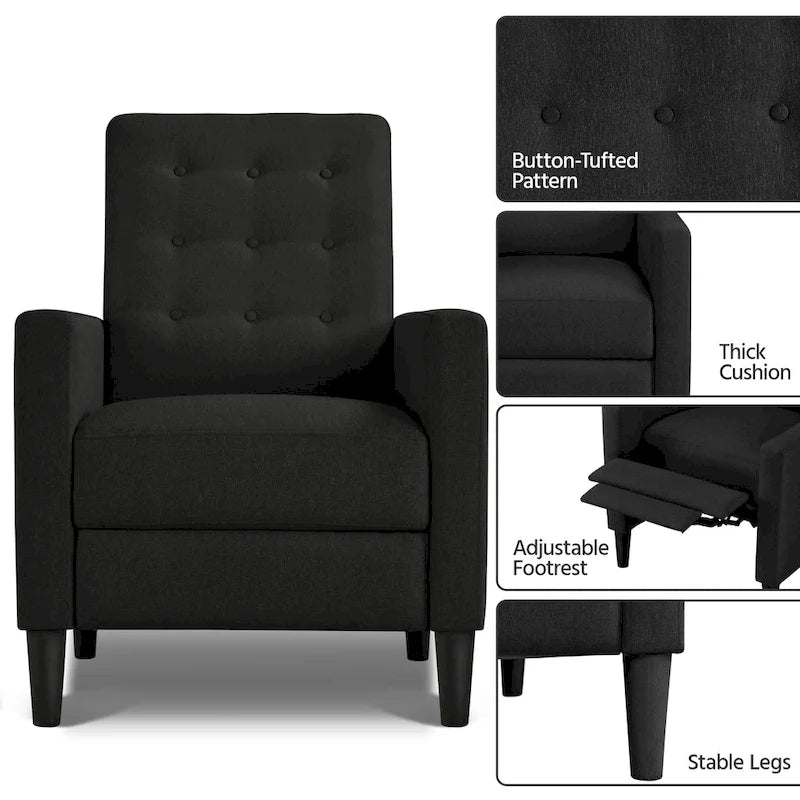 Fauteuil inclinable en tissu Yaheetech, fauteuil inclinable une place, dossier réglable