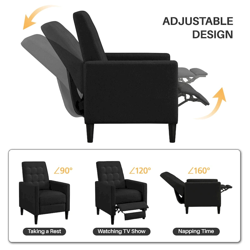 Fauteuil inclinable en tissu Yaheetech, fauteuil inclinable une place, dossier réglable
