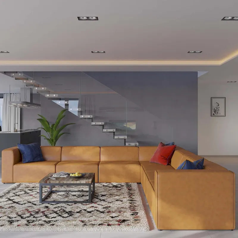 Canapé d'angle 7 pièces Mingle en cuir végétalien