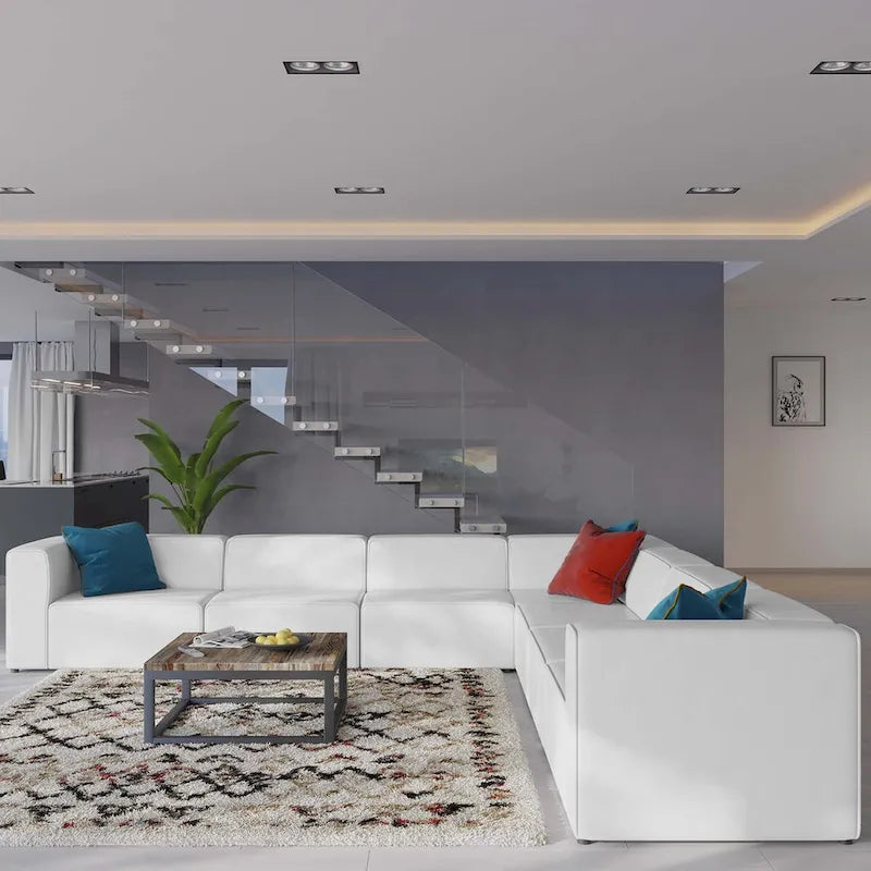 Canapé d'angle 7 pièces Mingle en cuir végétalien