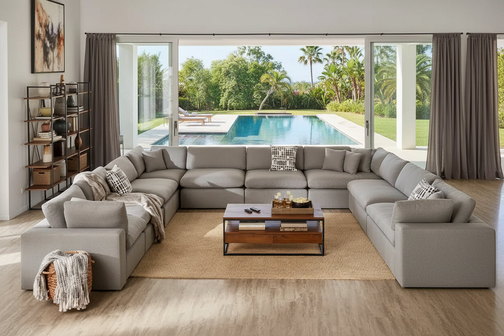 Anka Grey Linen Down Filled Cushioned 7-Seat Sectional Sofa by iNSPIRE Q Modern