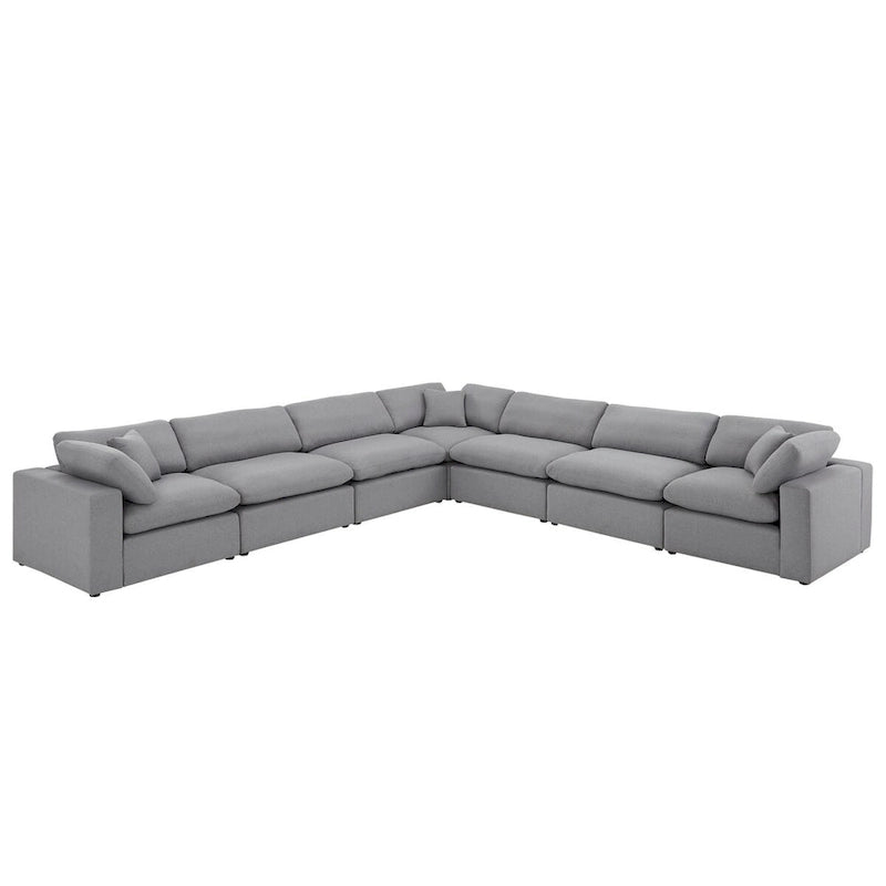 Canapé d'angle 7 places Anka en lin gris garni de duvet, par iNSPIRE Q Modern