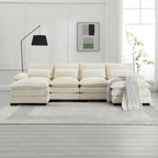 Modern Large chenille Fabric U-Shape Sectional Sofa with Ottomans, Reversible Sofa Couch for Living Room