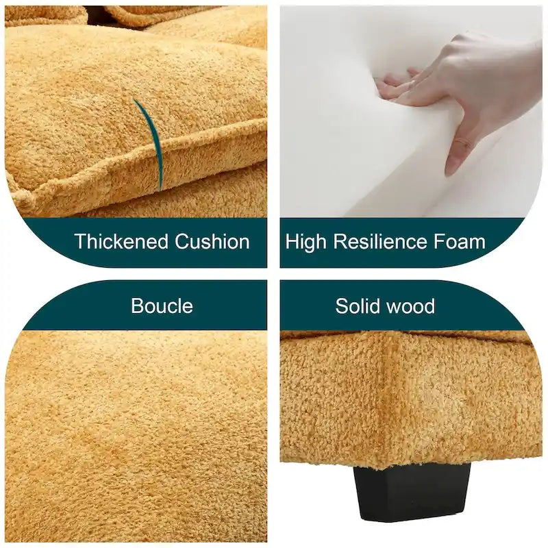 Canapé d'angle moderne en forme de U, grand format, en tissu chenille, avec poufs, canapé réversible pour salon