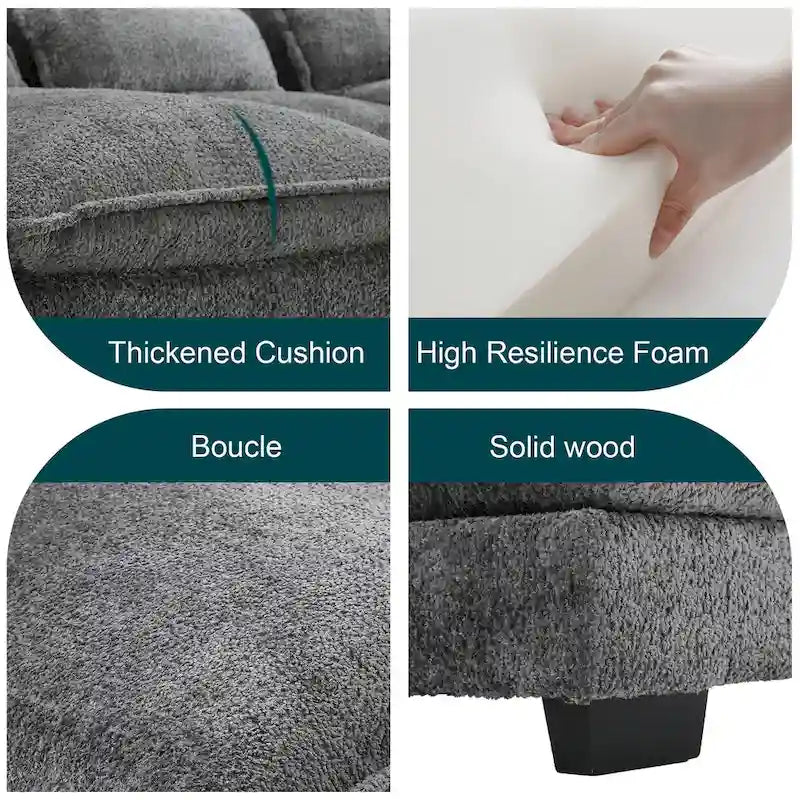 Canapé d'angle moderne en forme de U, grand format, en tissu chenille, avec poufs, canapé réversible pour salon