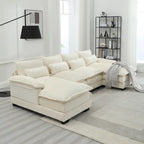 Canapé d'angle moderne en forme de U, grand format, en tissu chenille, avec poufs, canapé réversible pour salon