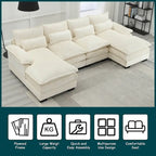 Canapé d'angle moderne en forme de U, grand format, en tissu chenille, avec poufs, canapé réversible pour salon