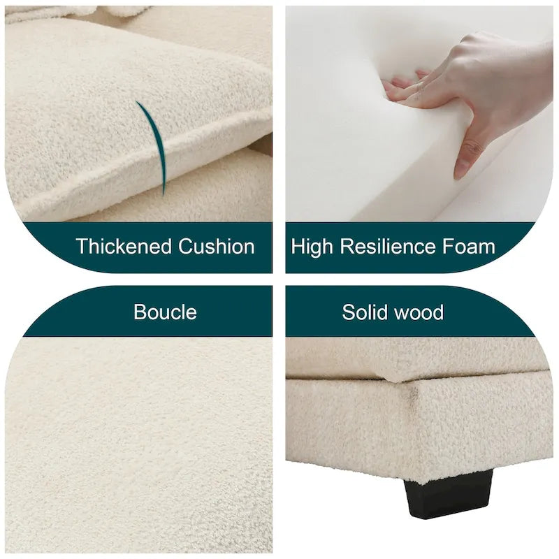 Canapé d'angle moderne en forme de U, grand format, en tissu chenille, avec poufs, canapé réversible pour salon