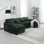 Canapé d'angle moderne en forme de U, grand format, en tissu chenille, avec poufs, canapé réversible pour salon