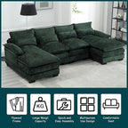 Canapé d'angle moderne en forme de U, grand format, en tissu chenille, avec poufs, canapé réversible pour salon