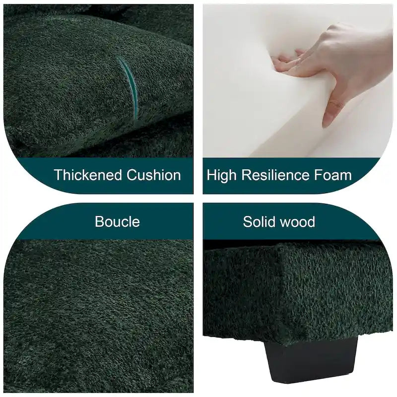 Canapé d'angle moderne en forme de U, grand format, en tissu chenille, avec poufs, canapé réversible pour salon