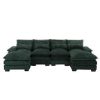 Canapé d'angle moderne en forme de U, grand format, en tissu chenille, avec poufs, canapé réversible pour salon