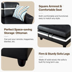 Ensemble canapé d'angle en similicuir avec pouf, 3 pièces